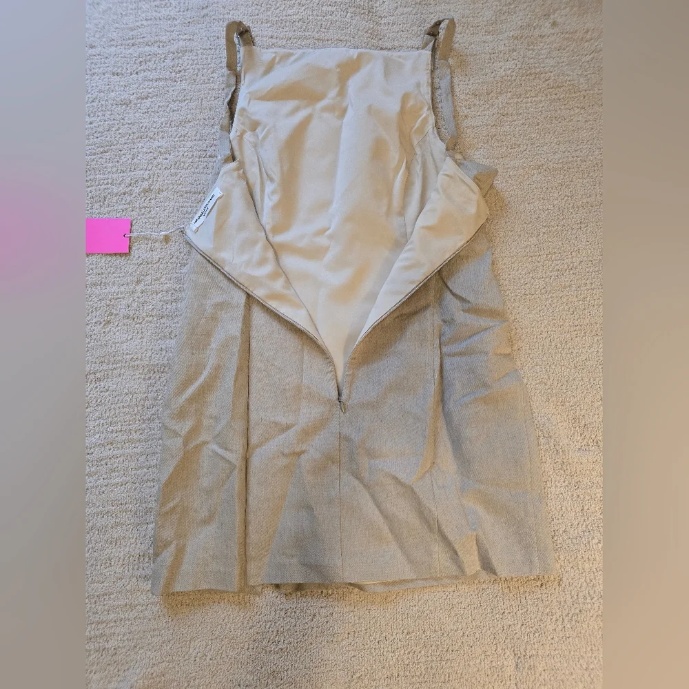 NEW Amanda Uprichard / Revolve Neutral Beige Mini Dress with Buckle Straps SZ L - Picture 11 of 15